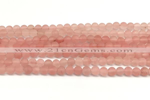 CCY670 15 inches 4mm round matte cherry quartz beads