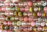 CCY694 15 inches 8mm faceted round volcano cherry quartz beads