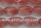 CCY70 15.5 inches 12*20mm twisted oval cherry quartz beads wholesale