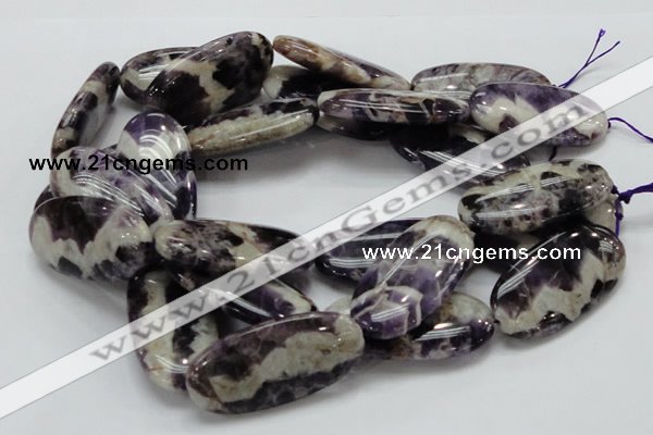 CDA14 15.5 inches 25*50mm oval dogtooth amethyst quartz beads