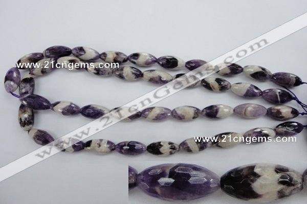 CDA28 15.5 inches 10*20mm faceted rice dogtooth amethyst beads