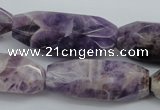 CDA30 15.5 inches 15*38mm – 16*40mm faceted rice dogtooth amethyst beads