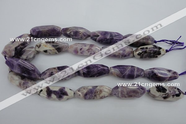 CDA30 15.5 inches 15*38mm – 16*40mm faceted rice dogtooth amethyst beads