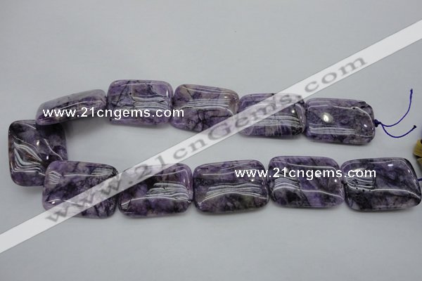CDA312 15.5 inches 25*35mm rectangle dyed dogtooth amethyst beads