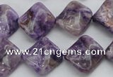 CDA320 15.5 inches 15*15mm twisted diamond dyed dogtooth amethyst beads