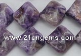 CDA320 15.5 inches 15*15mm twisted diamond dyed dogtooth amethyst beads