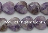 CDA325 15.5 inches 16*16mm faceted heart dyed dogtooth amethyst beads