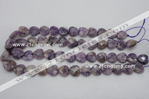 CDA325 15.5 inches 16*16mm faceted heart dyed dogtooth amethyst beads