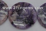 CDA328 15.5 inches 32mm faceted coin dyed dogtooth amethyst beads