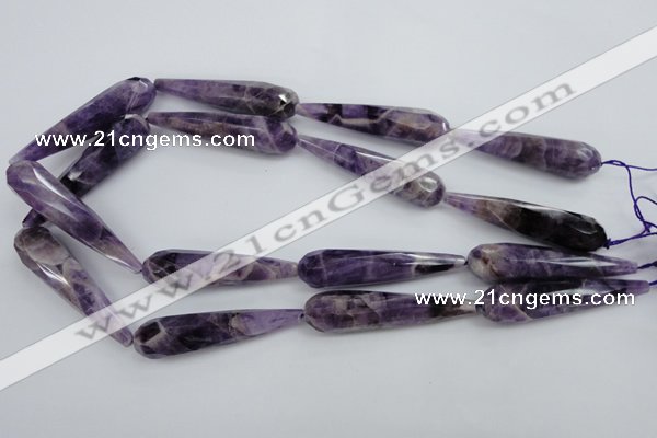 CDA33 15.5 inches 12*50mm faceted teardrop dogtooth amethyst beads