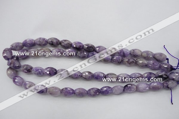 CDA333 15.5 inches 10*14mm faceted rice dyed dogtooth amethyst beads