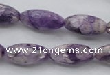 CDA334 15.5 inches 10*20mm faceted rice dyed dogtooth amethyst beads