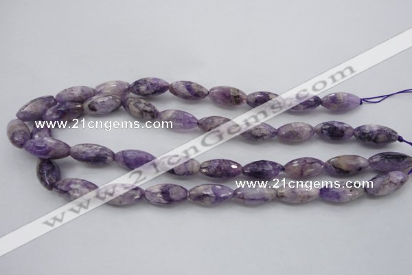 CDA334 15.5 inches 10*20mm faceted rice dyed dogtooth amethyst beads