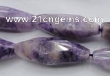 CDA335 15.5 inches 14*35mm faceted rice dyed dogtooth amethyst beads