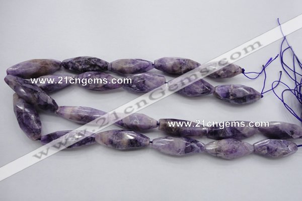 CDA335 15.5 inches 14*35mm faceted rice dyed dogtooth amethyst beads