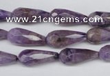 CDA340 15.5 inches 8*20mm faceted teardrop dyed dogtooth amethyst beads