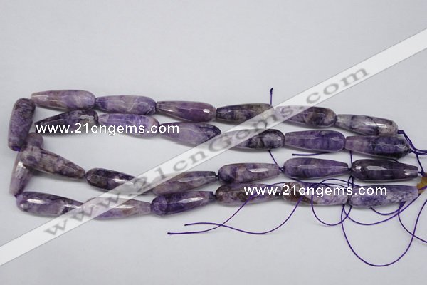 CDA341 15.5 inches 10*30mm faceted teardrop dyed dogtooth amethyst beads