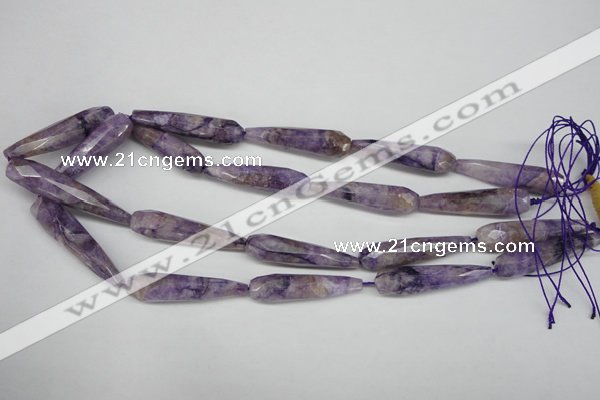 CDA342 15.5 inches 10*40mm faceted teardrop dyed dogtooth amethyst beads