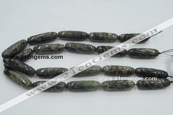 CDB204 12*40mm carved cylinder natural dragon blood jasper beads