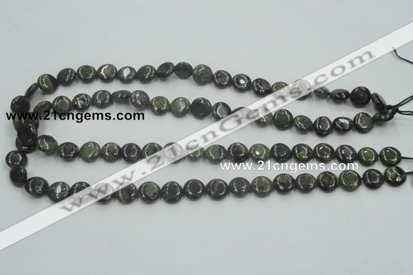 CDB205 15.5 inches 10mm flat round natural dragon blood jasper beads