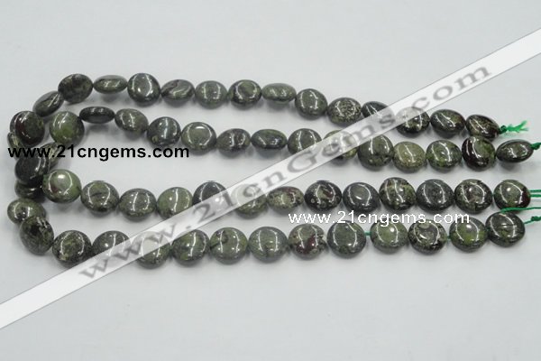CDB207 15.5 inches 14mm flat round natural dragon blood jasper beads