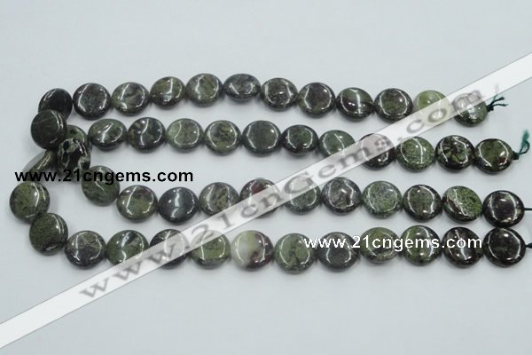 CDB208 15.5 inches 16mm flat round natural dragon blood jasper beads