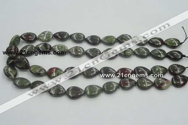 CDB216 15.5 inches 13*18mm flat teardrop natural dragon blood jasper beads