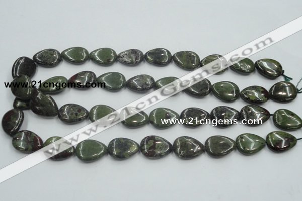 CDB217 15.5 inches 15*20mm flat teardrop natural dragon blood jasper beads