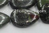 CDB219 15.5 inches 22*30mm flat teardrop natural dragon blood jasper beads