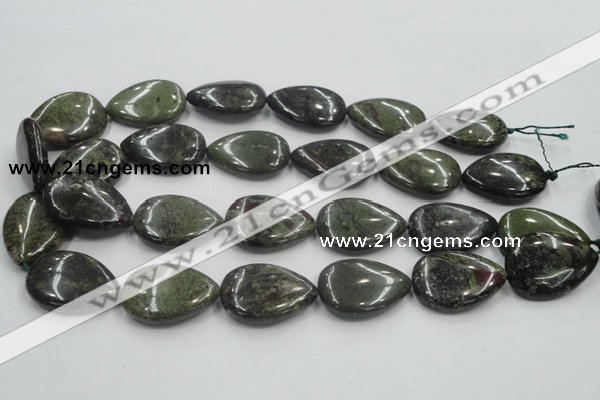 CDB219 15.5 inches 22*30mm flat teardrop natural dragon blood jasper beads