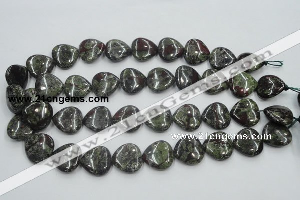 CDB220 15.5 inches 20*20mm heart natural dragon blood jasper beads