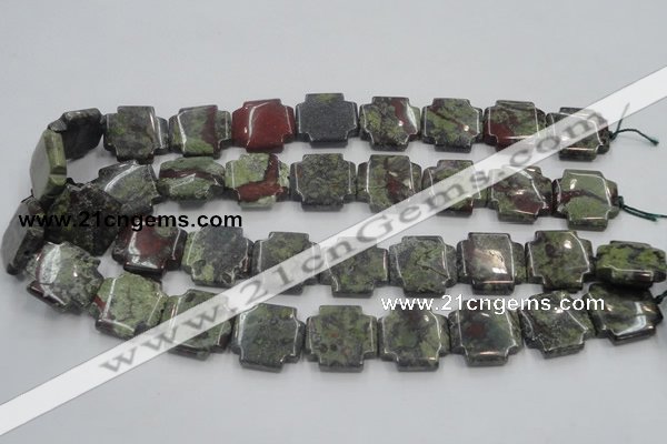 CDB224 15.5 inches 20*20mm cross natural dragon blood jasper beads