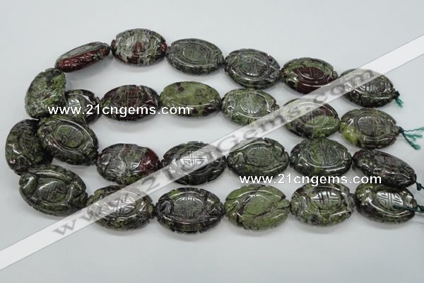 CDB248 15.5 inches 22*30mm carved oval natural dragon blood jasper beads