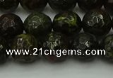 CDB313 15.5 inches 10mm faceted round dragon blood jasper beads