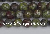 CDB321 15.5 inches 6mm faceted round dragon blood jasper beads