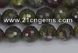 CDB322 15.5 inches 8mm faceted round dragon blood jasper beads