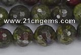 CDB324 15.5 inches 12mm faceted round dragon blood jasper beads