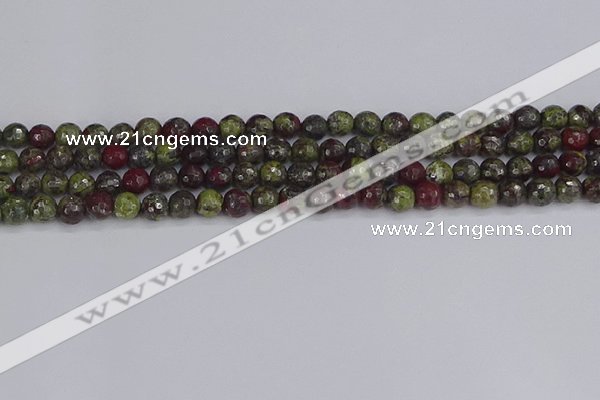 CDB329 15.5 inches 6mm faceted round A grade dragon blood jasper beads