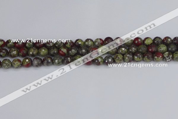 CDB330 15.5 inches 8mm faceted round A grade dragon blood jasper beads