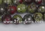 CDB331 15.5 inches 10mm faceted round A grade dragon blood jasper beads