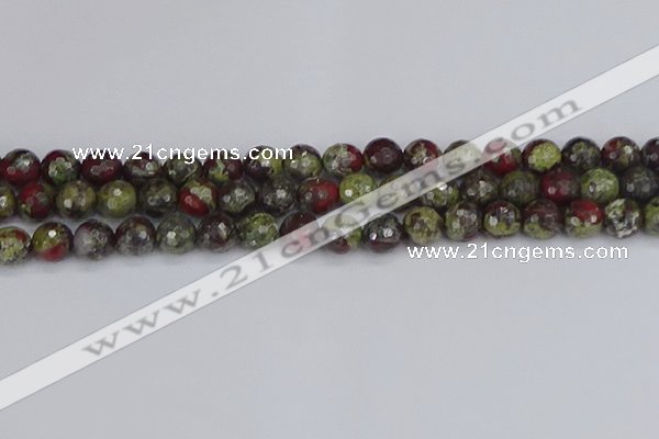 CDB331 15.5 inches 10mm faceted round A grade dragon blood jasper beads