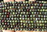CDB360 15 inches 4mm faceted round dragon blood jasper beads