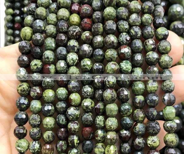 CDB361 15 inches 6mm faceted round dragon blood jasper beads