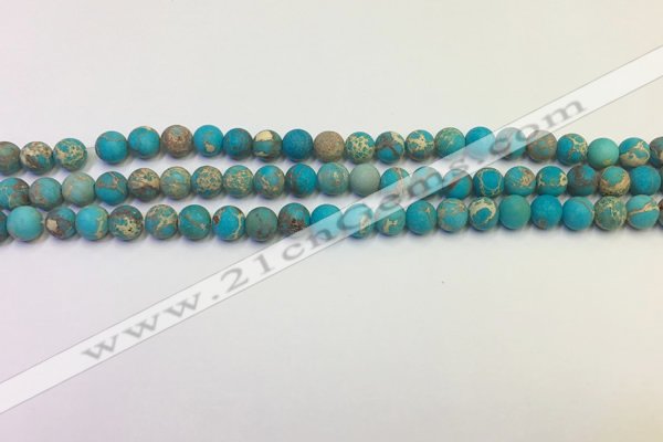 CDE1025 15.5 inches 4mm round matte sea sediment jasper beads