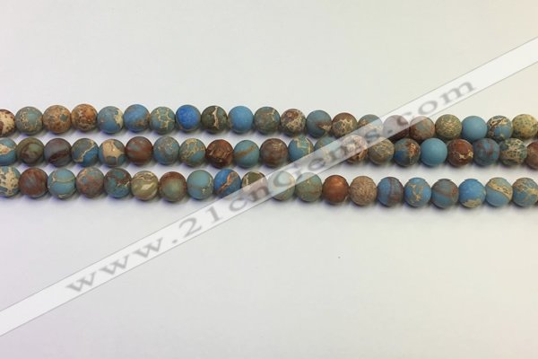 CDE1030 15.5 inches 4mm round matte sea sediment jasper beads