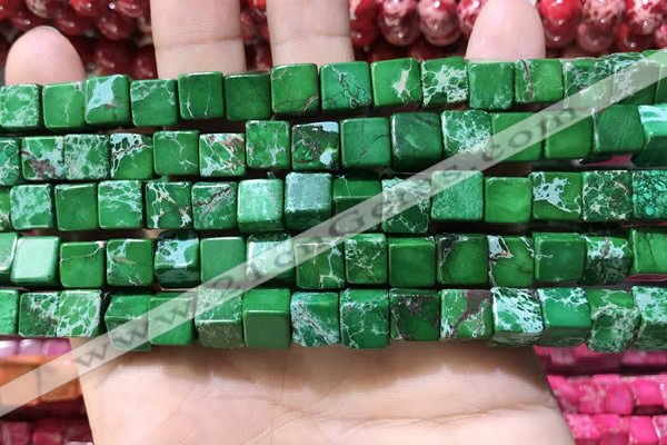 CDE1115 15.5 inches 8*8mm cube sea sediment jasper beads