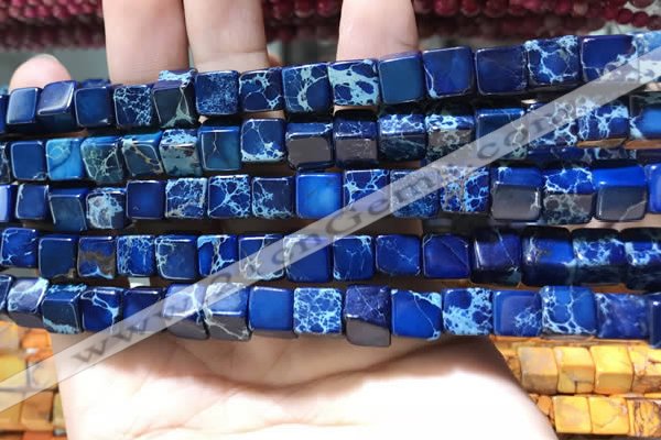 CDE1116 15.5 inches 8*8mm cube sea sediment jasper beads