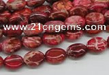 CDE12 15.5 inches 8*10mm oval dyed sea sediment jasper beads