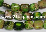 CDE120 15.5 inches 10*10mm square dyed sea sediment jasper beads