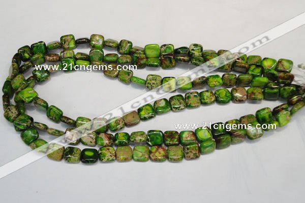 CDE120 15.5 inches 10*10mm square dyed sea sediment jasper beads